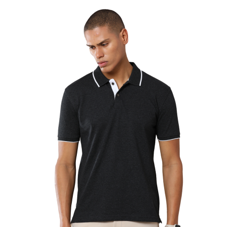 Charcoal Mel Jacquard Polo