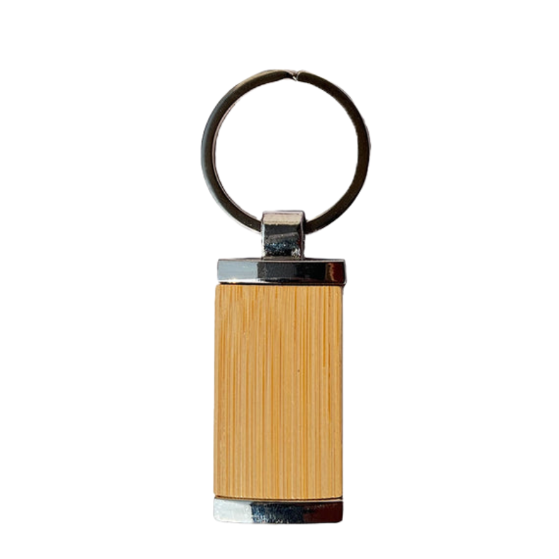 Bamboo rectangle keychain