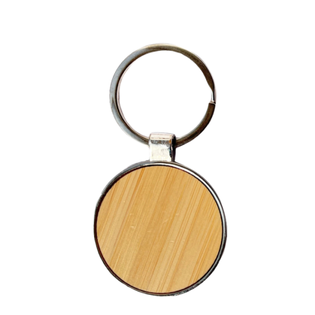 Bamboo round keychain